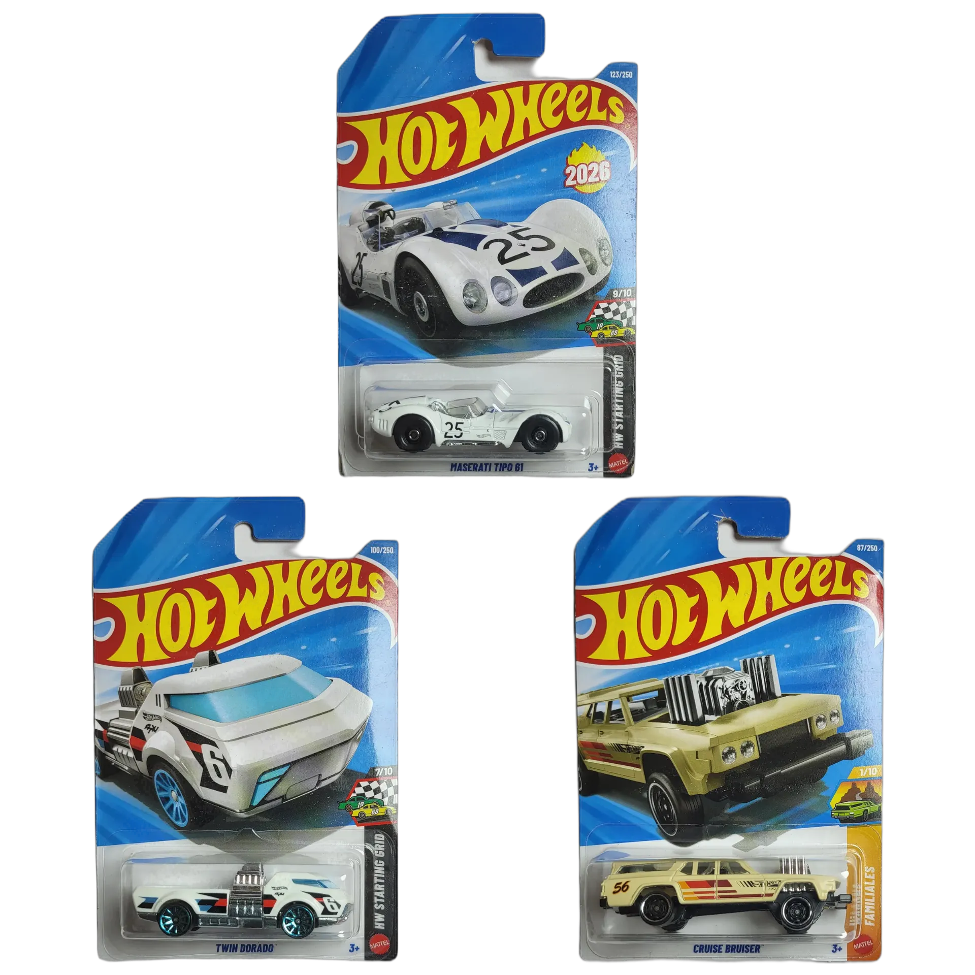 Maserati Tipo 61 & Twin Dorado & Cruise Bruiser - Hot Wheels 1:64 Scale Diecast Car Combo