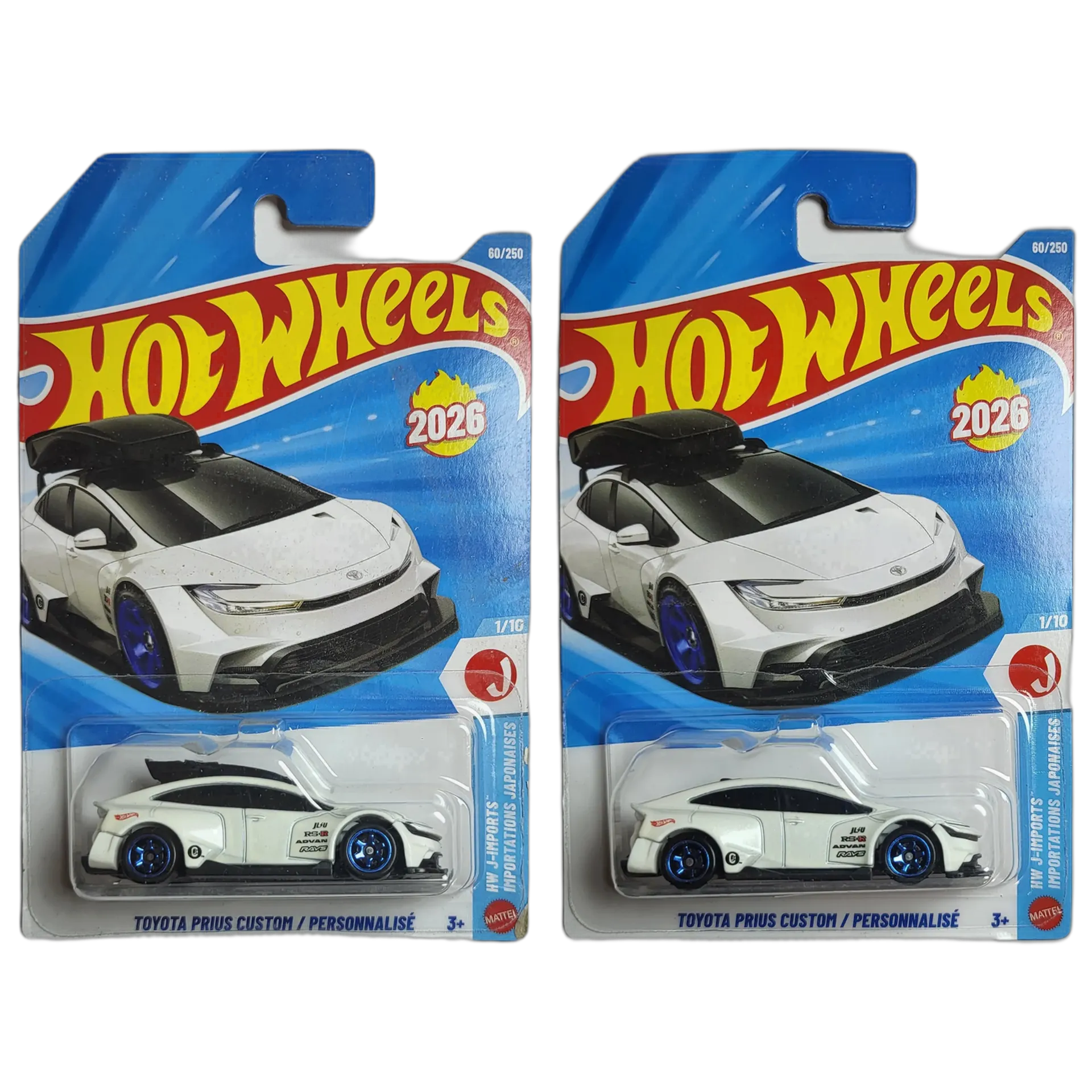 Toyota Prius Custom & Toyota Prius Custom (Errors) - Hot Wheels 1:64 Scale Diecast Car Combo