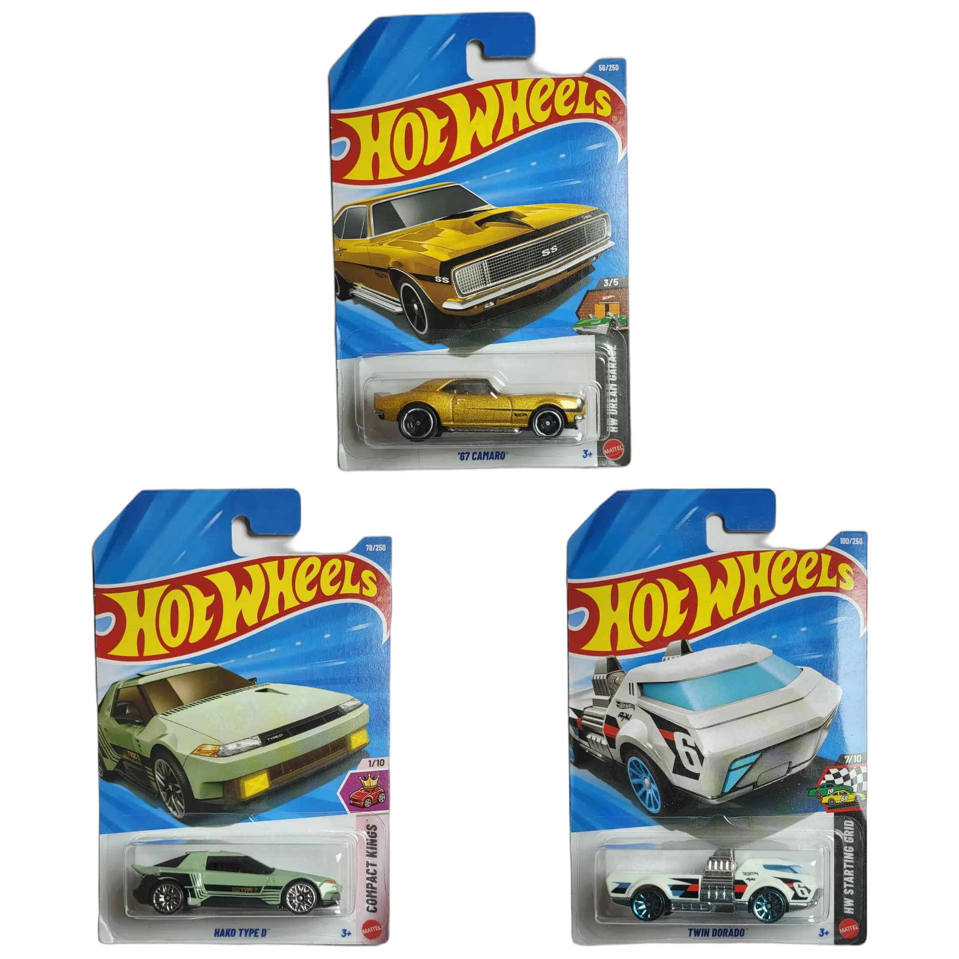 67 Camaro & Hako Type D & Twin Dorado - Hot Wheels 1:64 Scale Diecast Car Combo