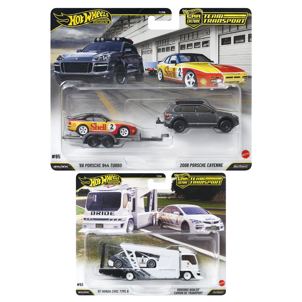 [PRE-ORDER] Hot Wheels Car Culture '89 Porsche 944 Turbo & 2008 Porsche Cayenne + '07 Honda Civic Type R & Kousoku Hauler Team Transport