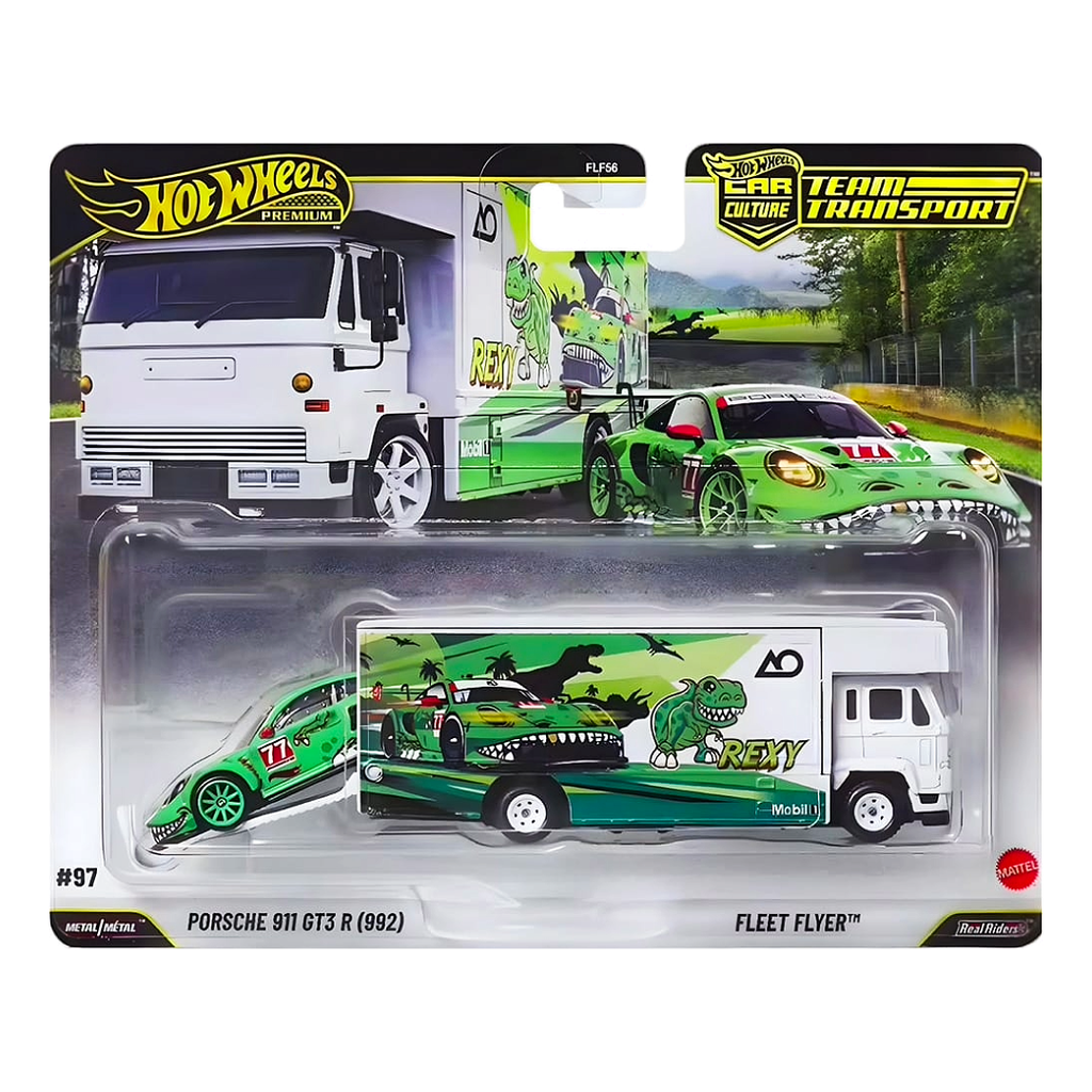 Hot Wheels Car Culture Rexy Porsche 911 GT3 R & Fleet Flyer Team Transport