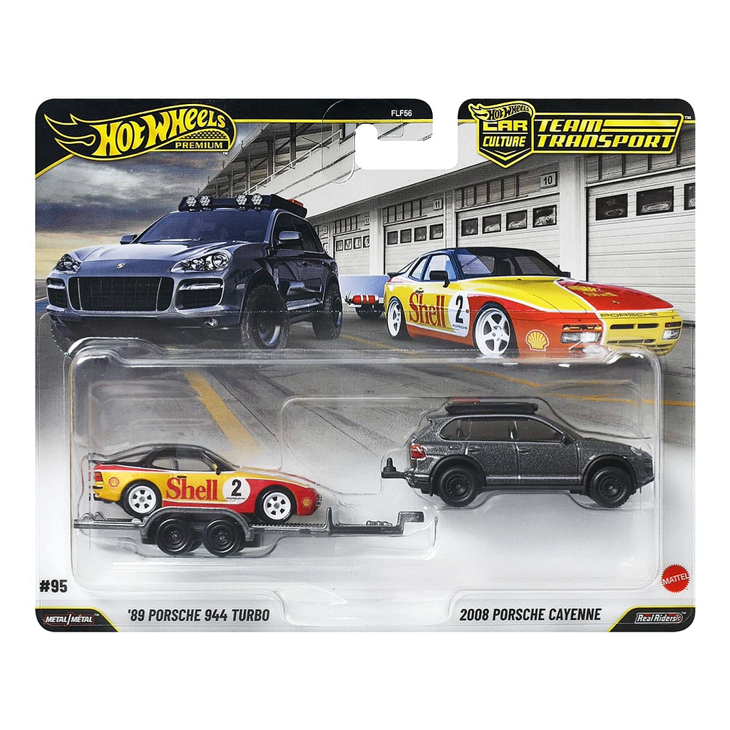 Hot Wheels Car Culture '89 Porsche 944 Turbo & 2008 Porsche Cayenne + 1 Choice of Team Transport
