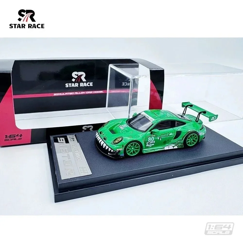 Star Race 1:64 Porsche 911 GT3 R #80 Green "Rexy" Livery with Acrylic Display Case