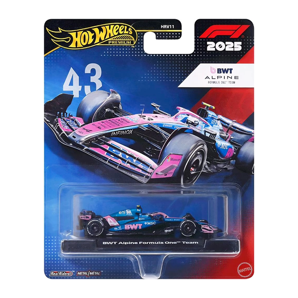 Hot Wheels Premium 2025 Formula 1 BWT Alpine Team #43 Jack Doohan 1:64 Scale Die-Cast Car