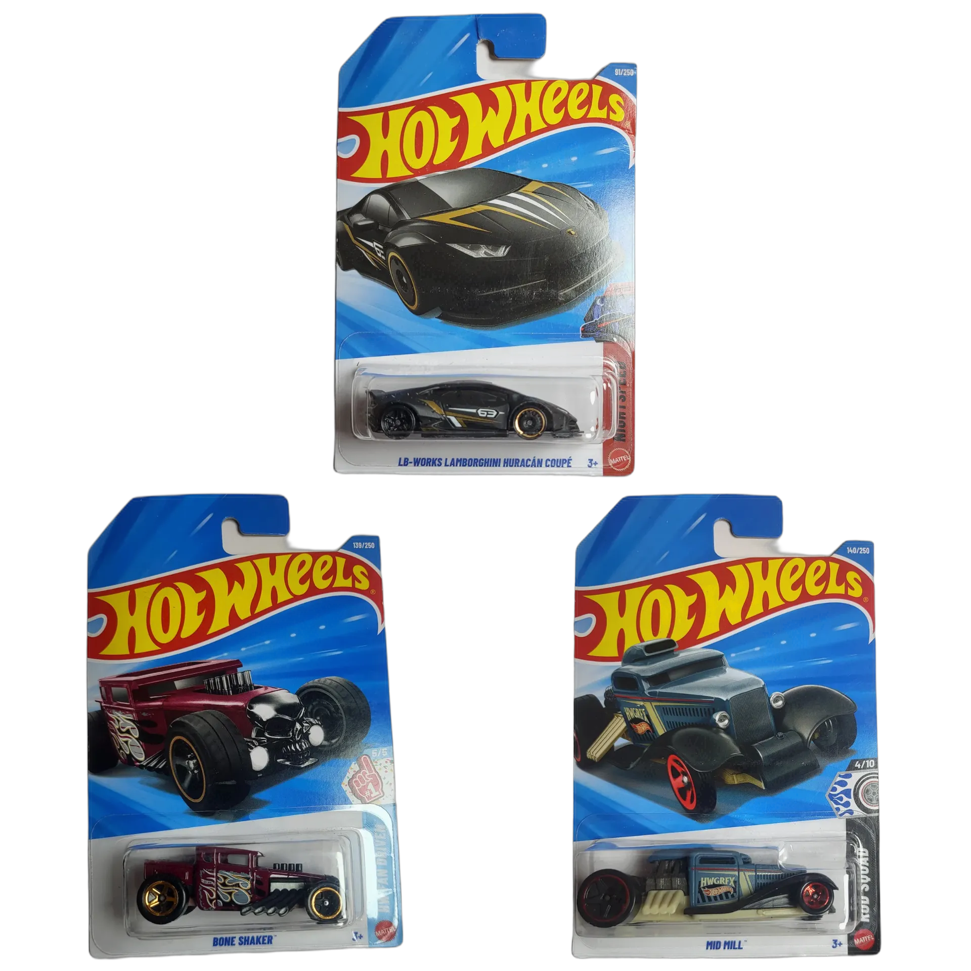 LB-Works Lamborghini Huracan Coupe & Bone Shaker & Mid Mill - Hot Wheels 1:64 Scale Diecast Car Combo