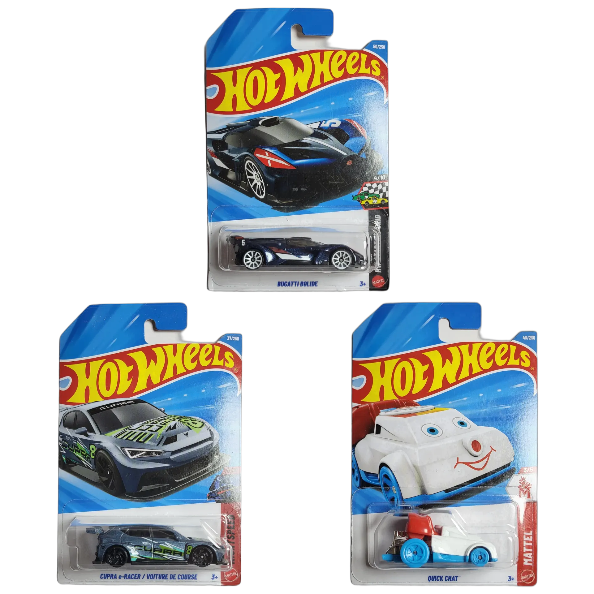 Hot Wheels Bugatti Bolide & Cupra E-Racer & Quick Chat