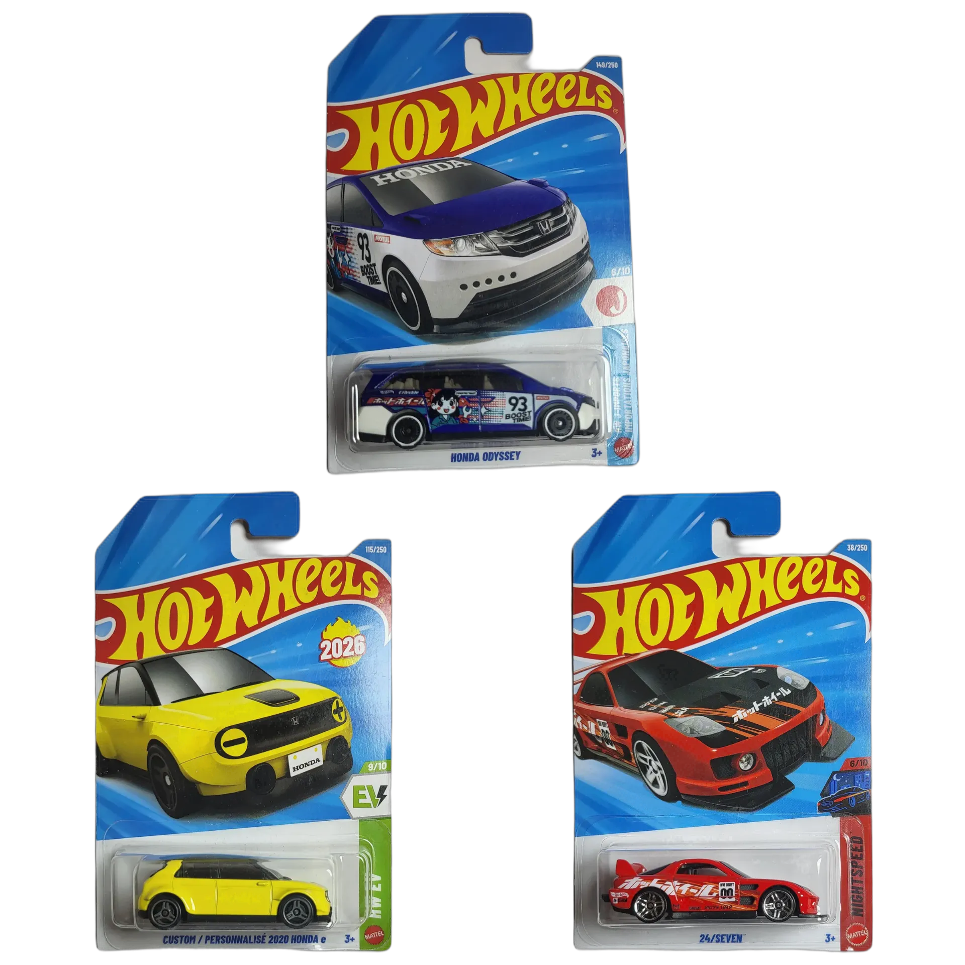 Honda Odyssey & Custom 2020 Honda E & 24 By Seven - Hot Wheels 1:64 Scale Diecast Car Combo