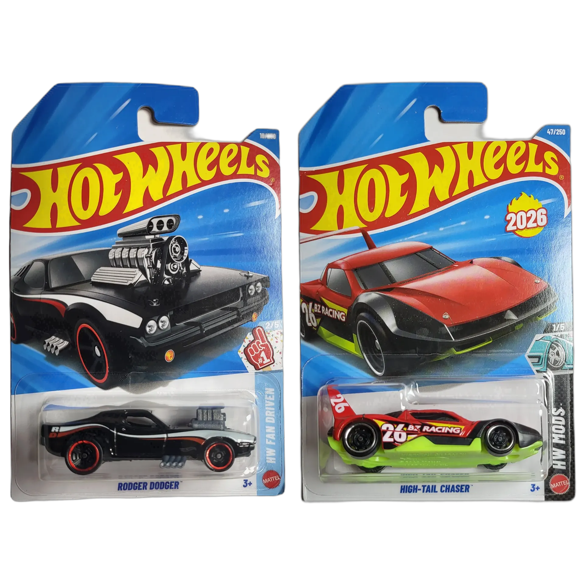 Rodger Dodger & High-Tail Chaser Red - Hot Wheels 1:64 Scale Diecast Car Combo