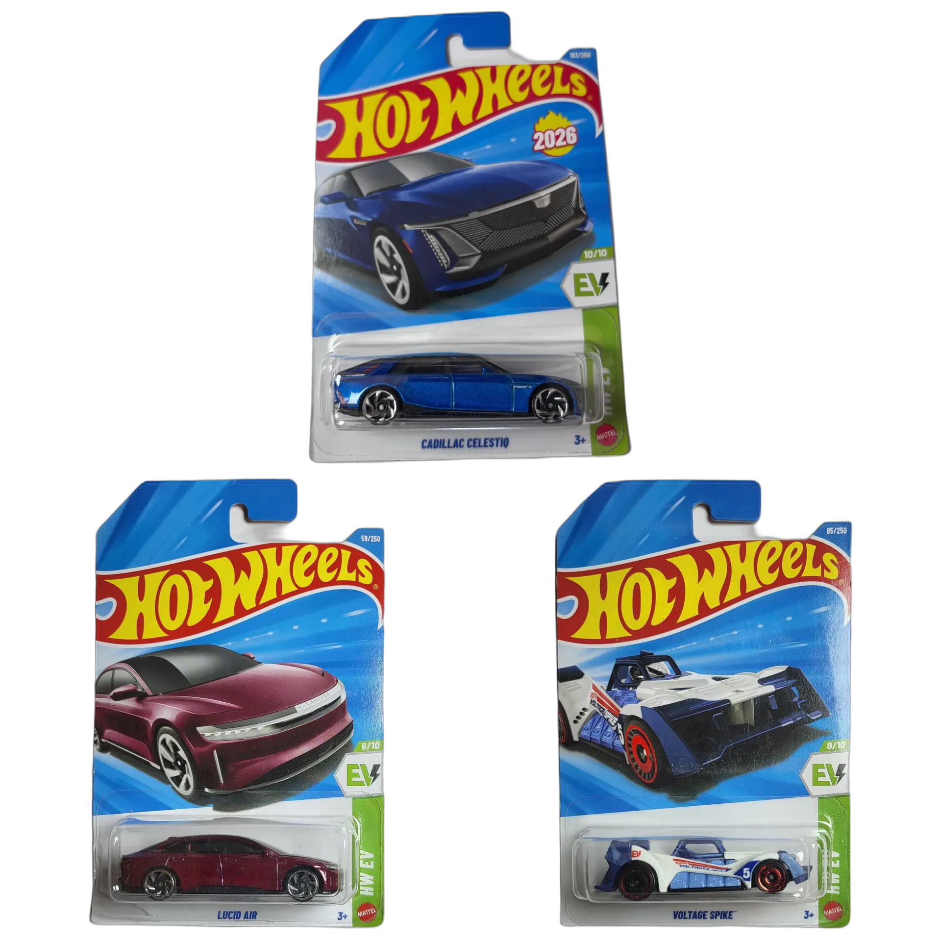 Cadillac Celestiq & Lucid Air & Voltage Spike - Hot Wheels 1:64 Scale Diecast Car Combo