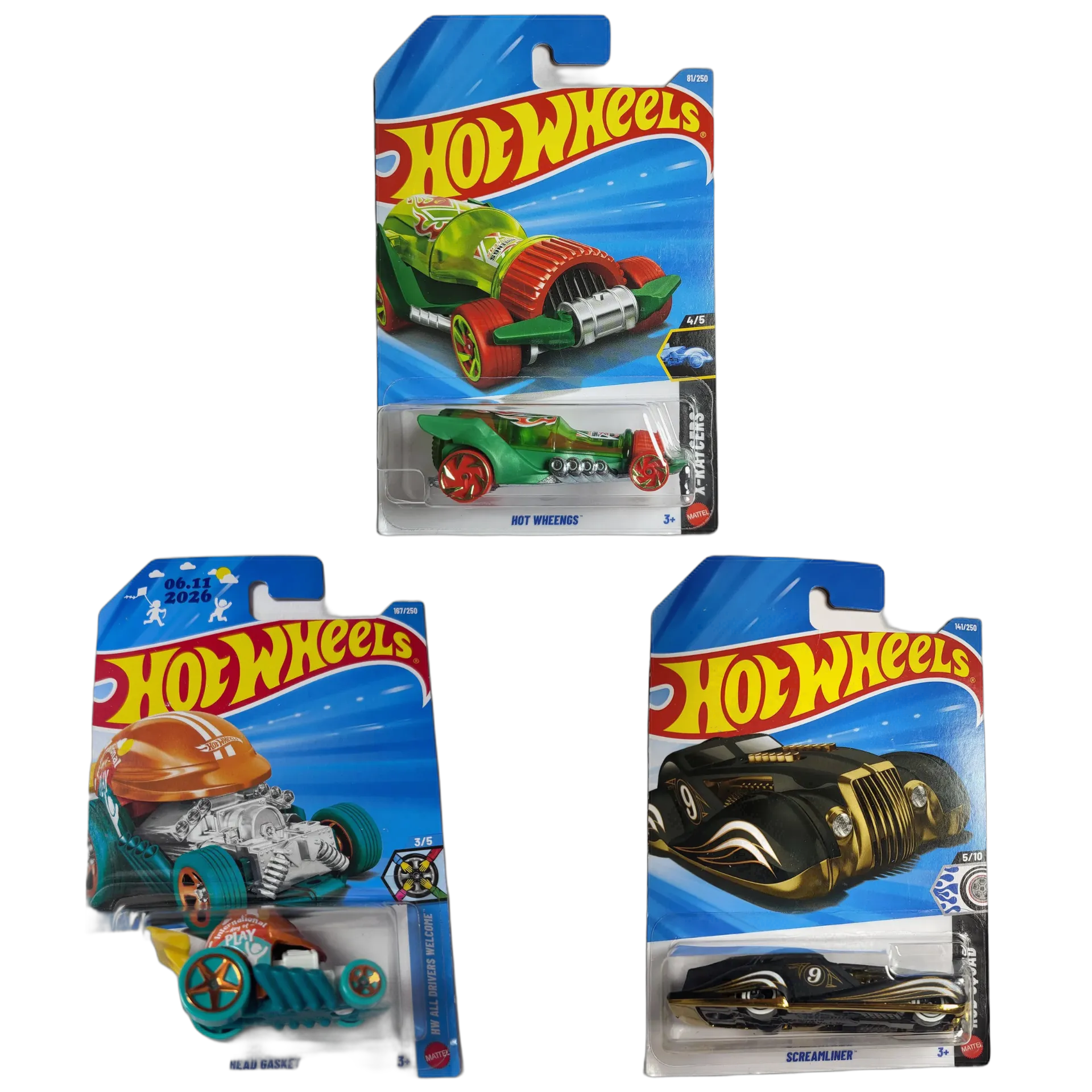Hot Wheengs TH & Head Gasket & Screamliner - Hot Wheels 1:64 Scale Diecast Car Combo