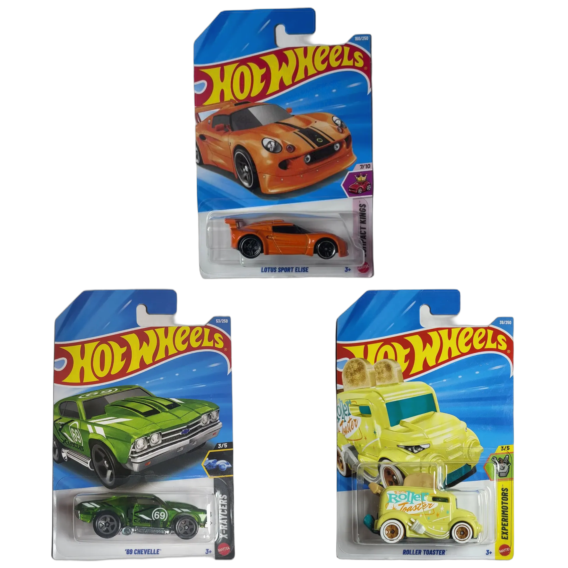 Lotus Sport Elise & 69 Chevelle Black & Roller Toaster - Hot Wheels 1:64 Scale Diecast Car Combo
