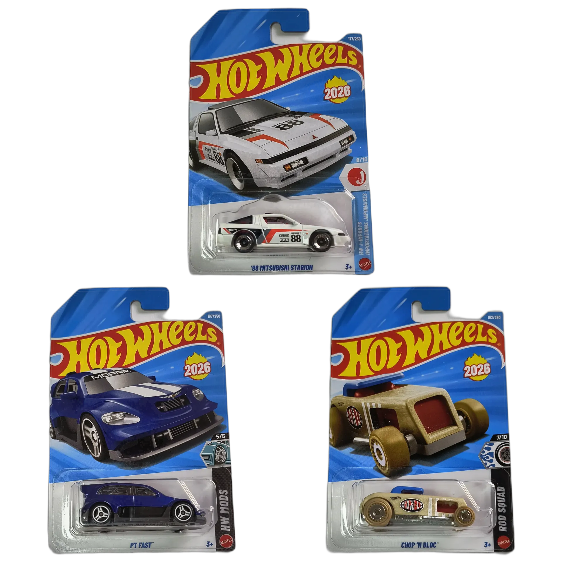 88 Mitsubishi Starion & PT Fast & Chop 'N Bloc - Hot Wheels 164 Scale Diecast Car Combo