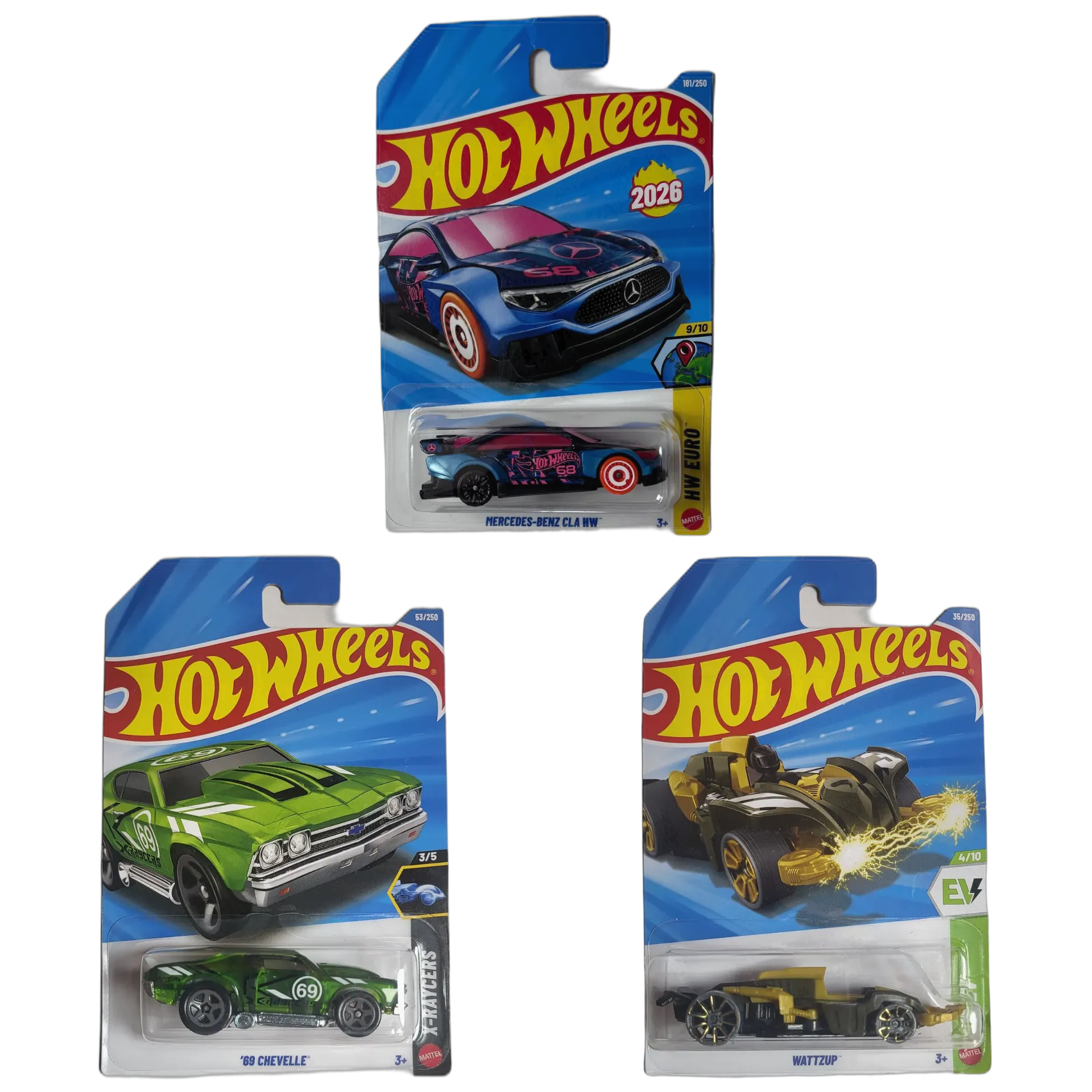 Mercedes-Benz CLA HW & 69 Chevelle Black & Wattzup Brown - Hot Wheels 1:64 Scale Diecast Car Combo