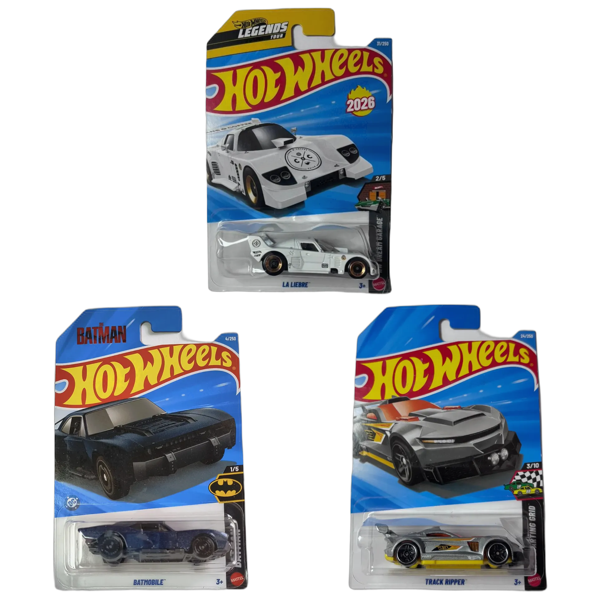 LA Liebre White & The Batman Batmobile & Track Ripper - Hot Wheels 1:64 Scale Diecast Car Combo