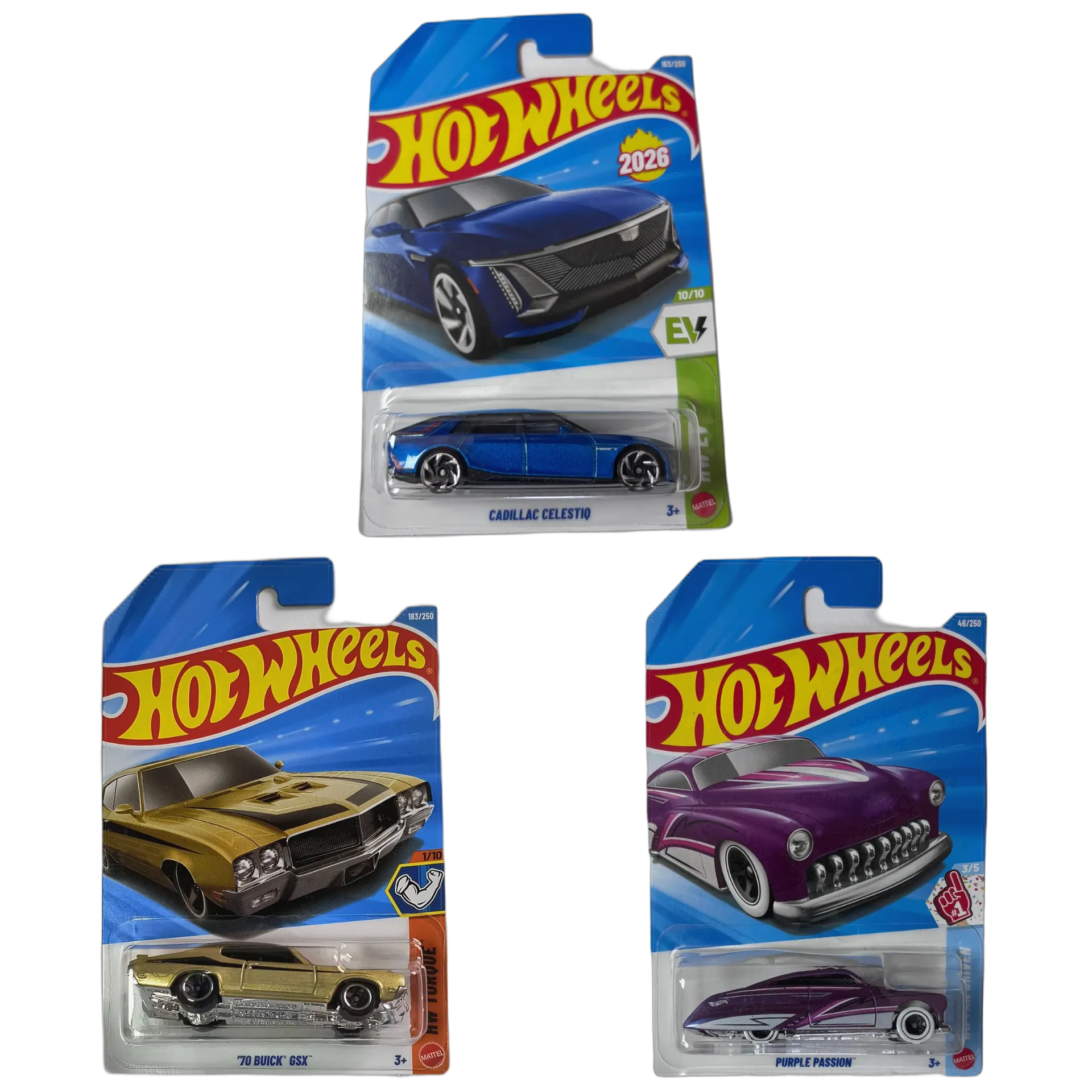 Cadillac Celestiq & 70 Buick GSX & Purple Passion - Purple - Hot Wheels 1:64 Scale Diecast Car Combo