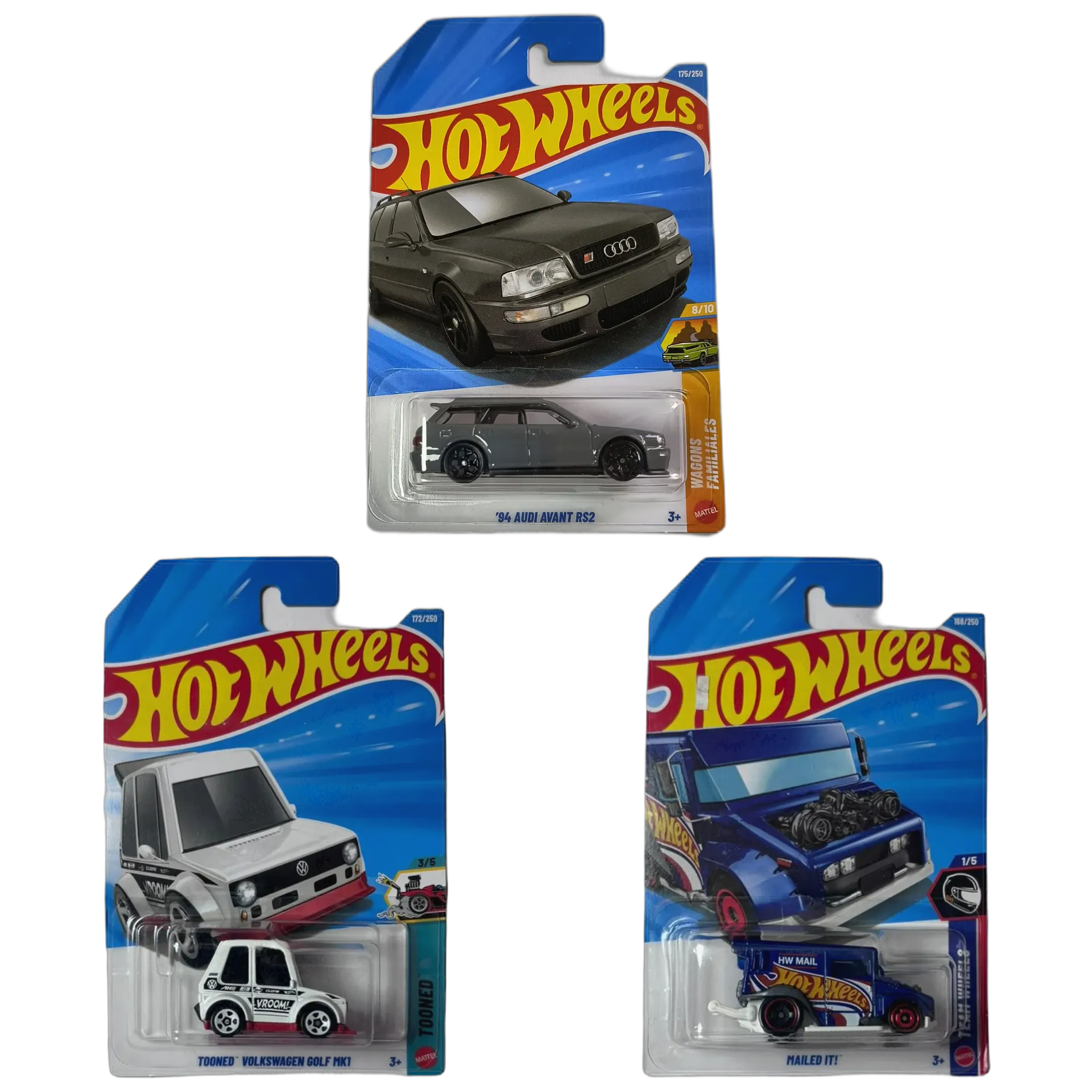 94 Audi Avant RS2 & Tooned Volkswagen Golf MK1 & Mailed It - Hot Wheels 1:64 Scale Diecast Car Combo