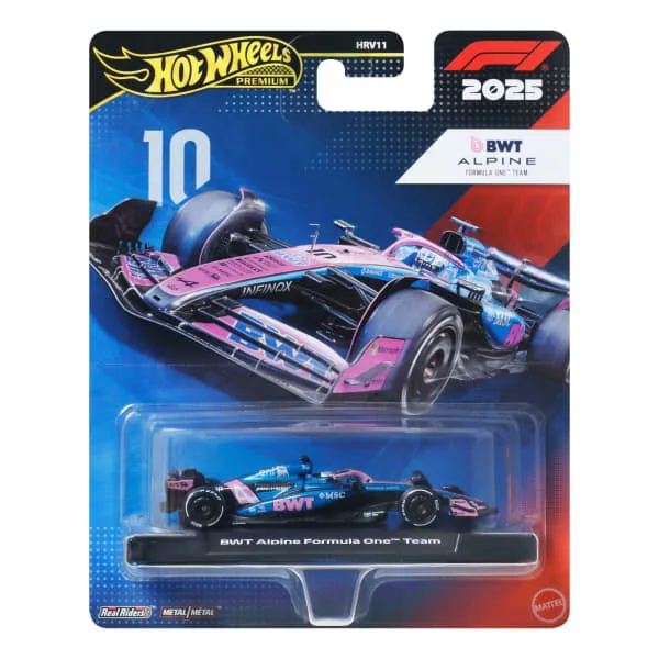 BWT Alpine Formula One Team - 2025 #10 Pierre Gasly - Hot Wheels Premium F1 + Hot Wheels Mainline Combo