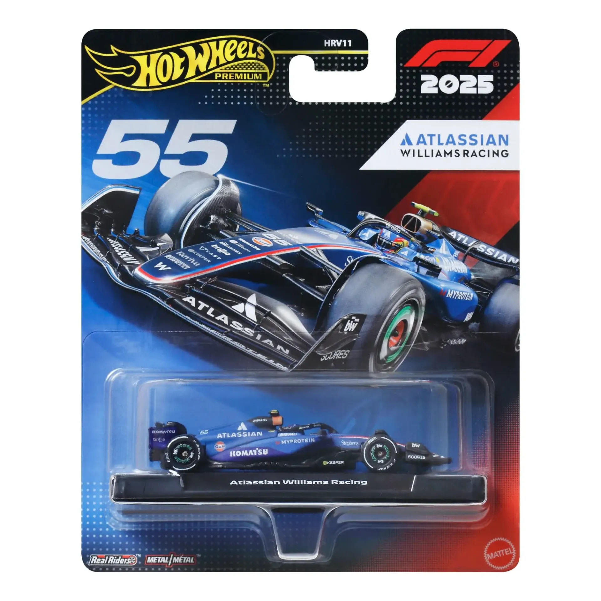 Atlassian Williams Racing Formula 1 - 2025 #55 Carlos Sainz - Hot Wheels Premium F1 + Hot Wheels Mainline Combo