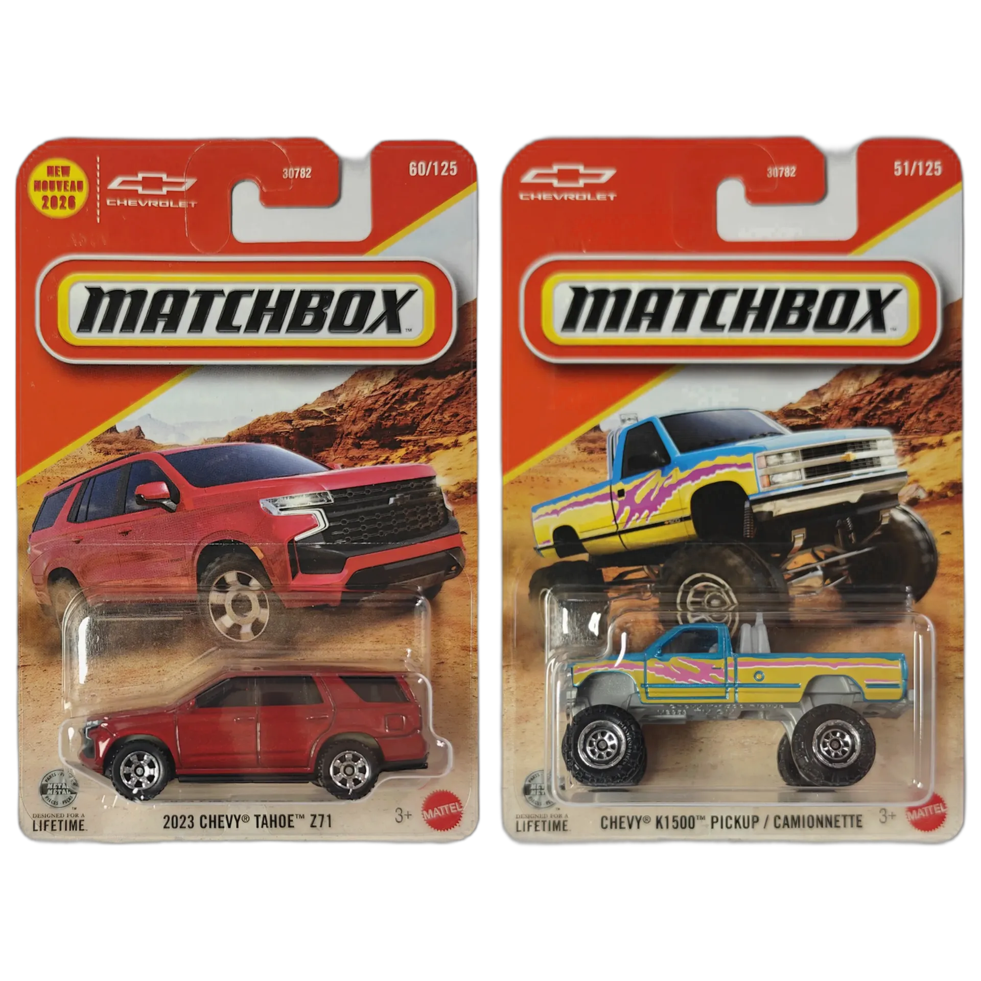 2023 Chevy Tahoe Z71 & Chevy K1500 Pickup - Matchbox 1:64 Scale Diecast Car Combo