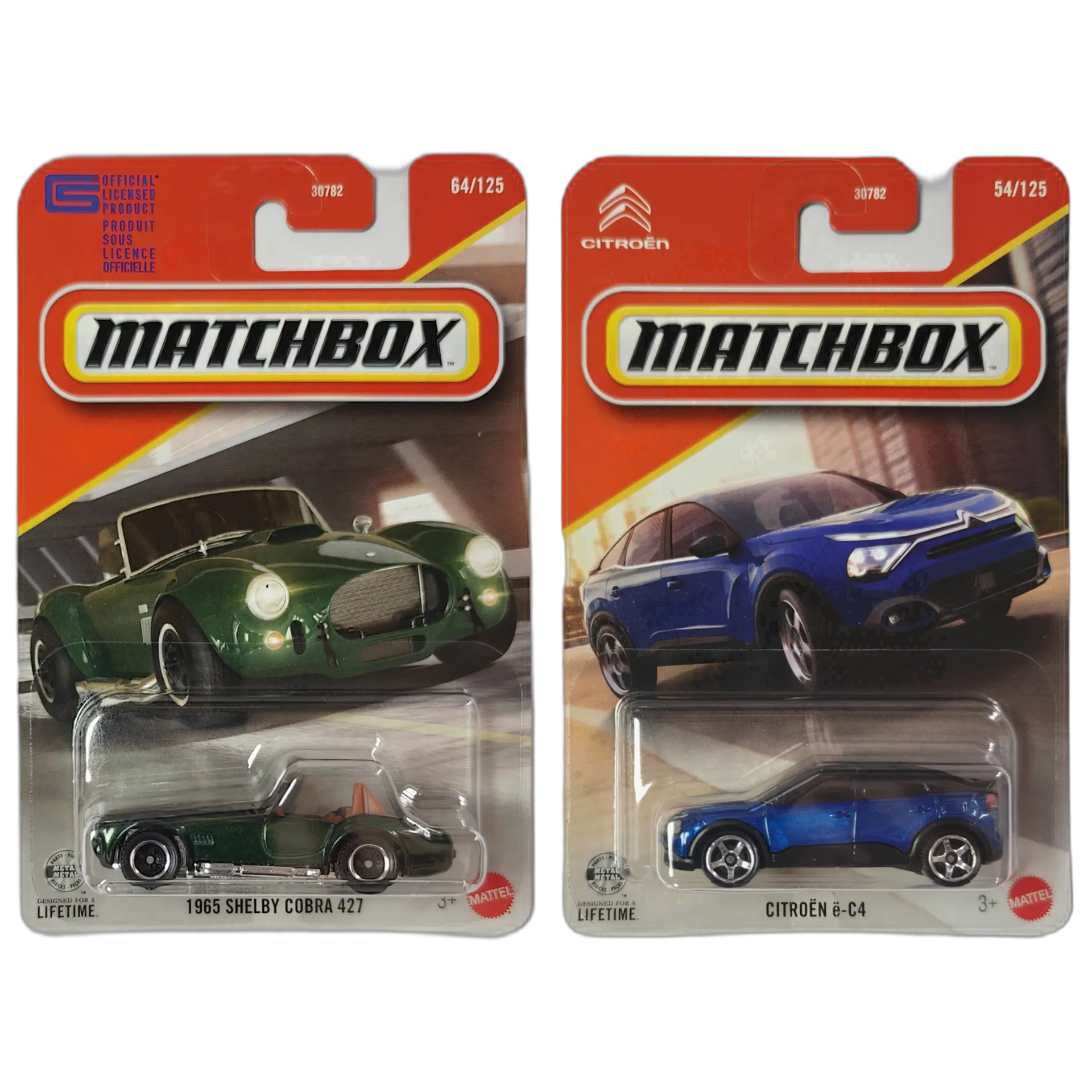 1965 Shelby Cobra 427 & Citroen e-C4 - Matchbox 1:64 Scale Diecast Car Combo