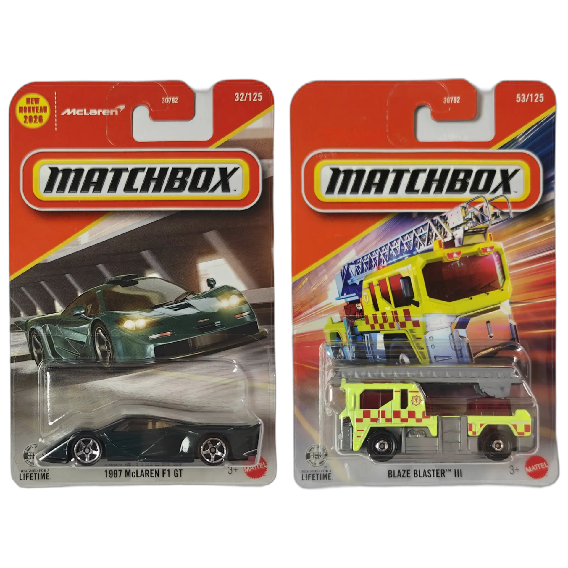 1997 McLAREN F1 GT & Blaze Blaster III - Matchbox 1:64 Scale Diecast Car Combo