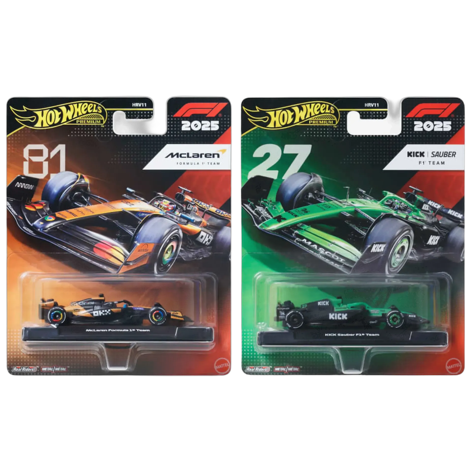 #81 McLaren & #27 Kick Sauber Formula 1 Team - Hot Wheels Premium 1:64 Scale Diecast Combo
