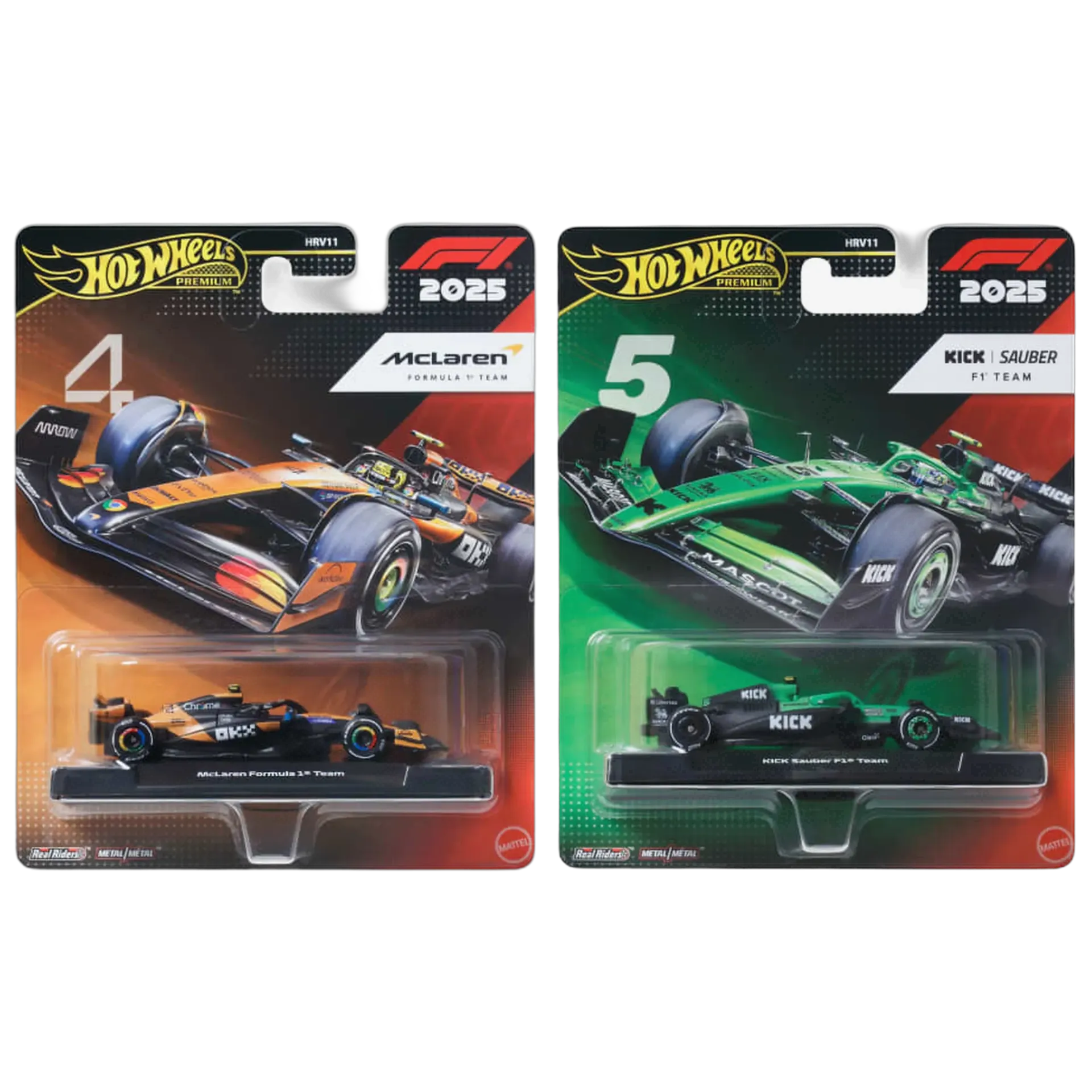 #4 McLaren & #5 Kick Sauber Formula 1 Team - Hot Wheels Premium 1:64 Scale Diecast Combo