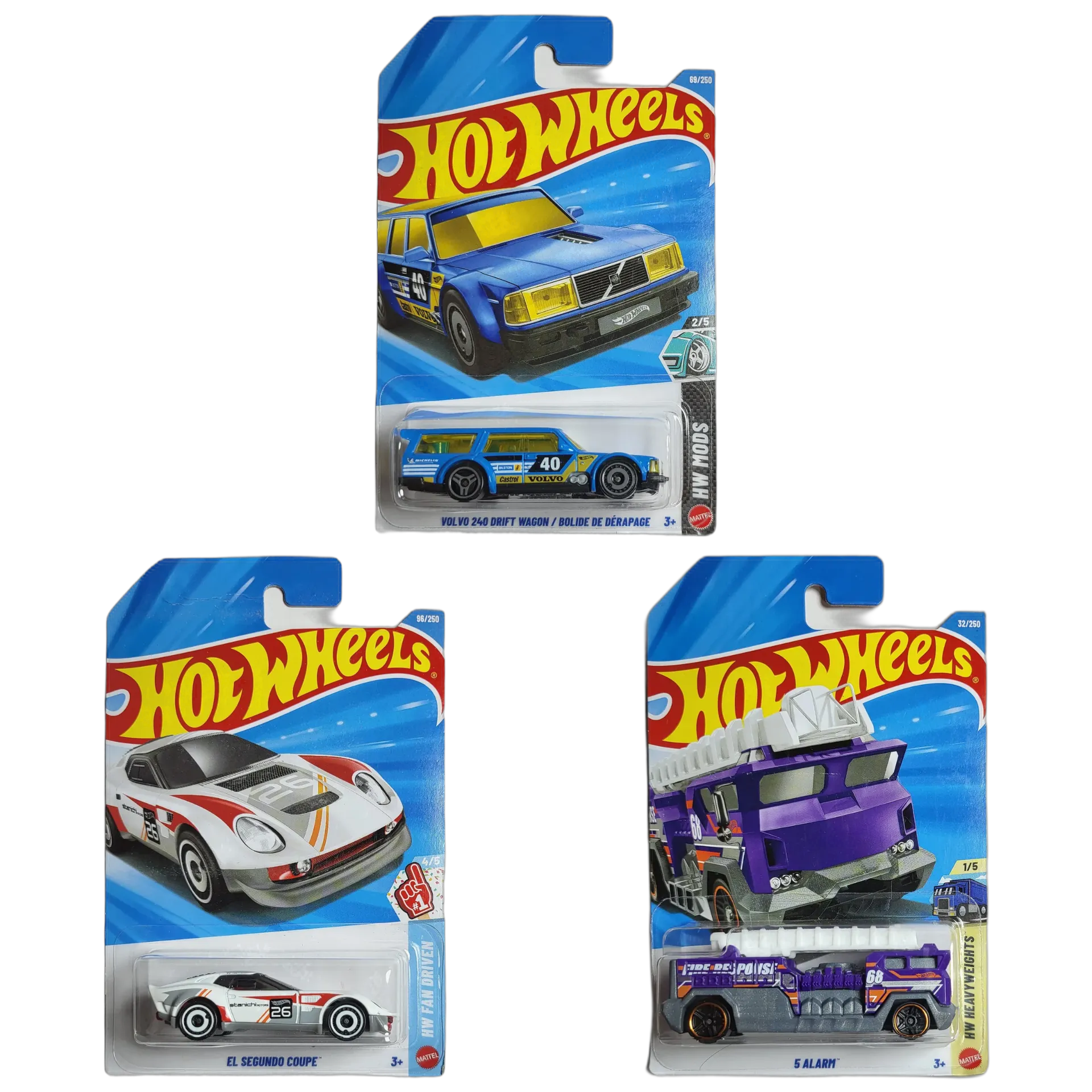 Hot Wheels Volvo 240 Drift Wagon & El Segundo Coupe & 5 Alarm