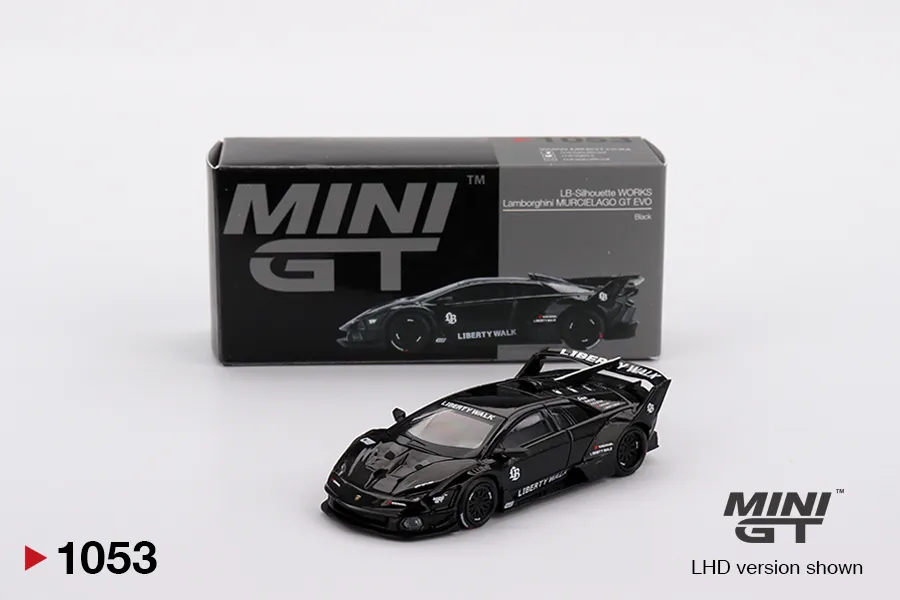 Mini GT LB-Silhouette WORKS Lamborghini MURCIELAGO GT Evo Black 1053 - 1:64 Scale Diecast Car