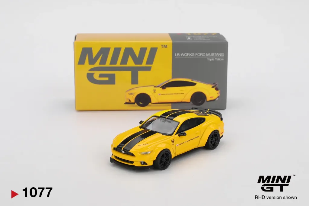 Mini GT LB-WORKS FORD MUSTANG Triple Yellow 1077 - 1:64 Scale Diecast Car