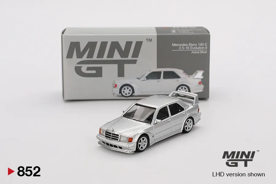 Mini GT Mercedes-Benz 190E 2.5-16 Evolution II Astral Silver - 1:64 Scale Diecast