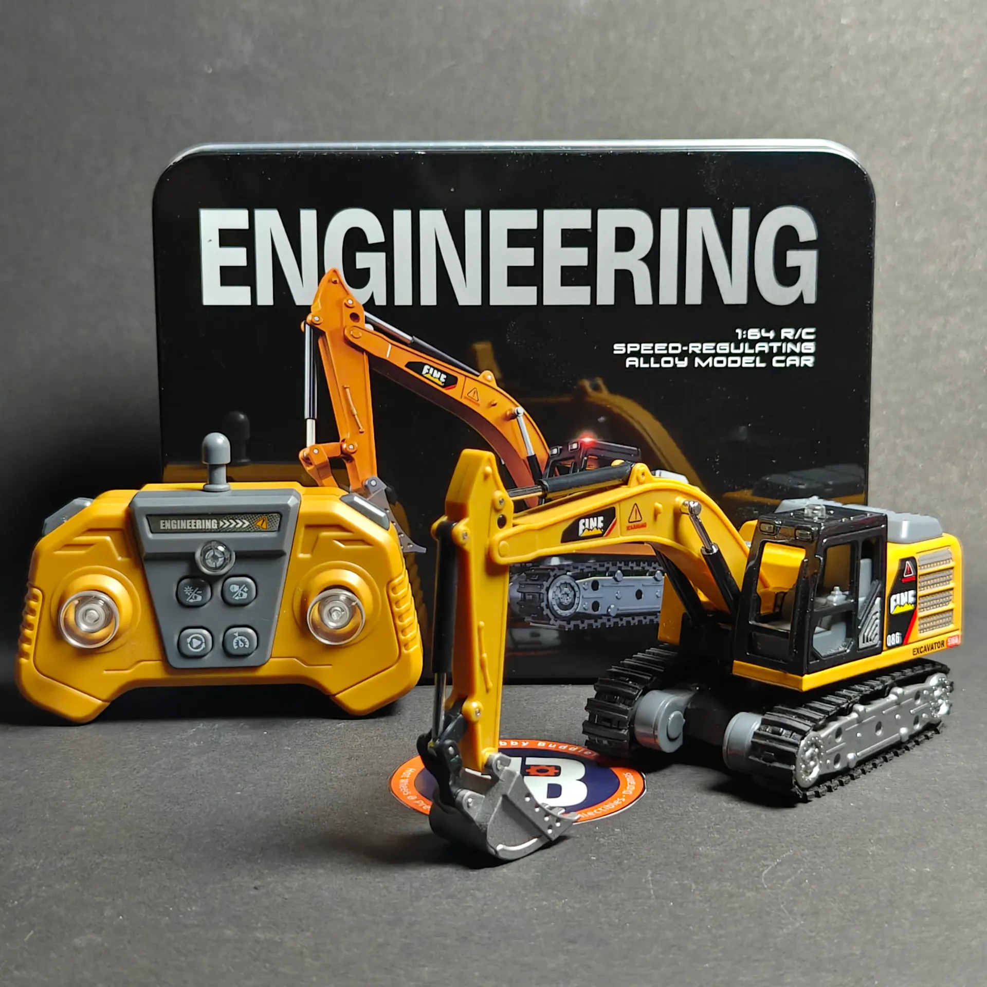1:64 Scale Mini RC Excavator - 2.4GHz Remote Control with Realistic Lights & Sound