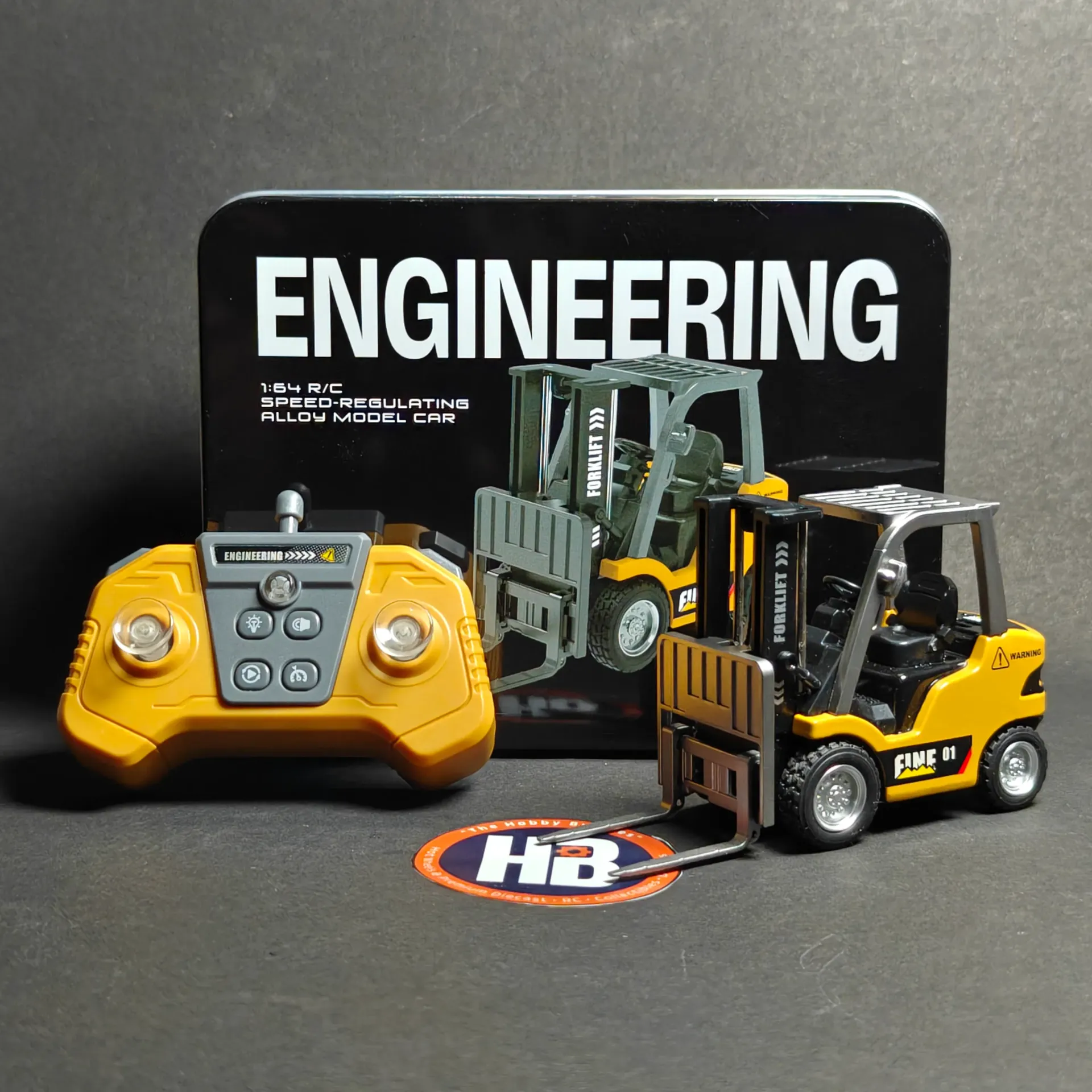 1:64 Scale Mini RC Forklift - 2.4GHz Remote Control with Realistic Lights & Sound