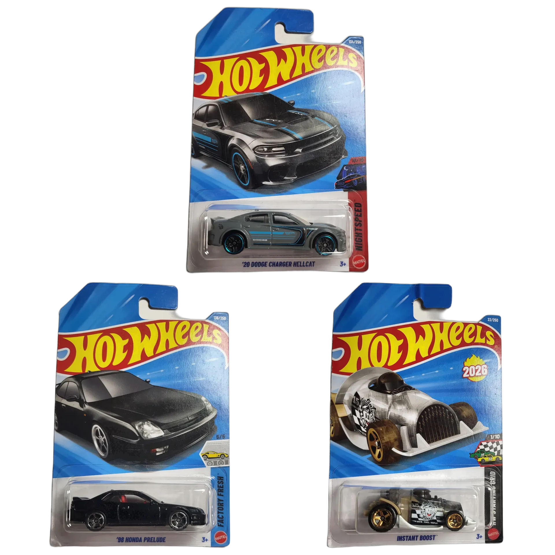 Hot Wheels 20 Dodge Charger Hellcat & 98 Honda Prelude & Instant Boost
