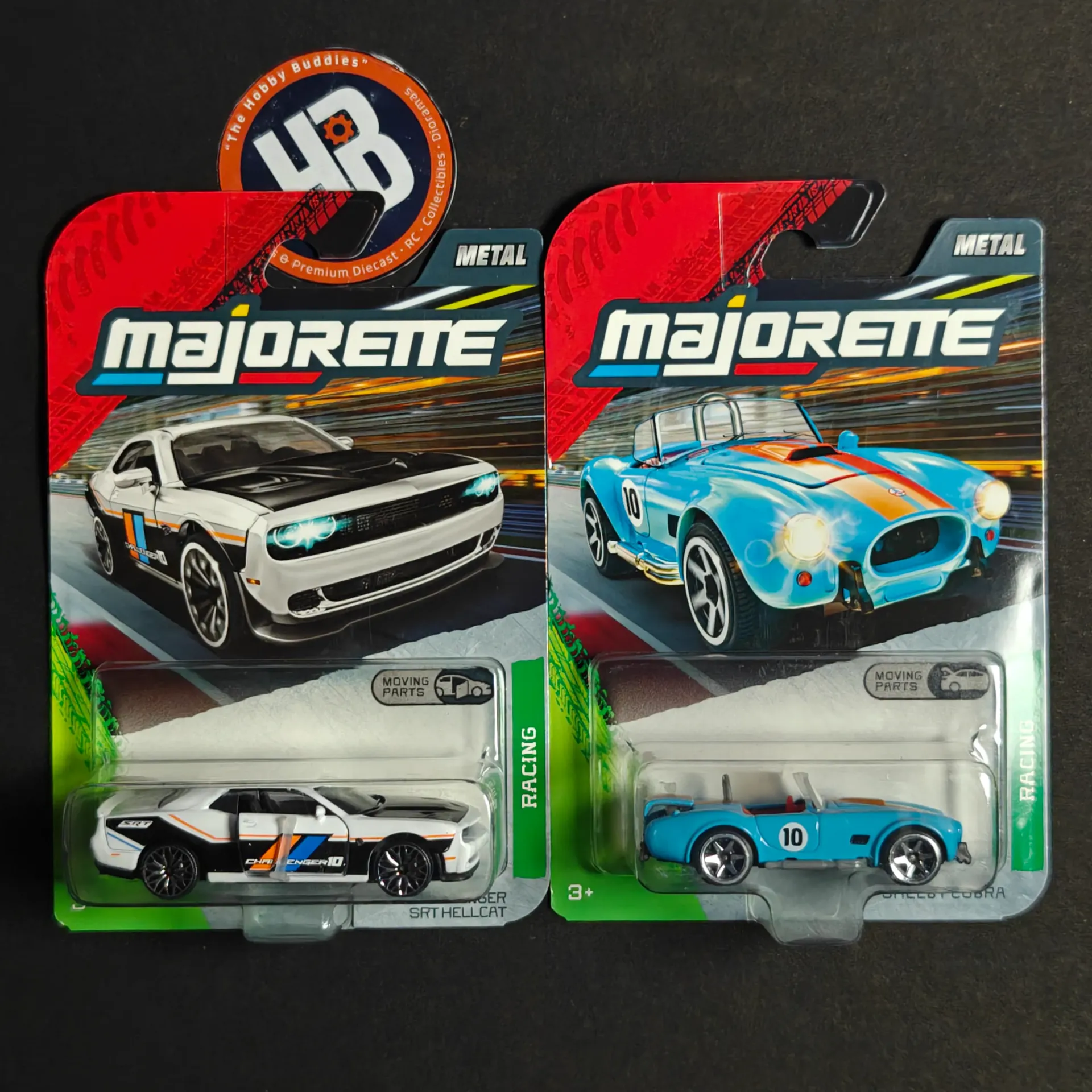 Majorette Racing Premium Cars - Dodge Challenger SRT Hellcat & Shelby Cobra