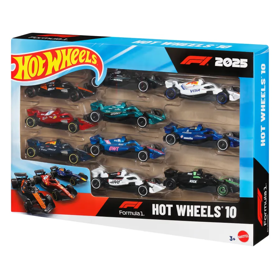 Hot Wheels Official Formula 1 2025 10-Car Pack + Choice of UNO