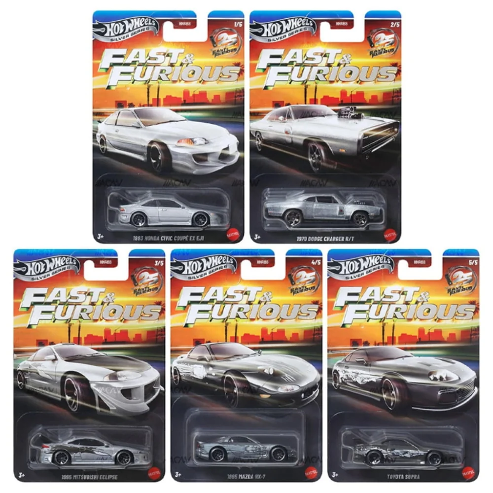[PRE-ORDER] Hot Wheels Fast & Furious Silver Series 2026 Mix 5 Car Set + Choice of UNO