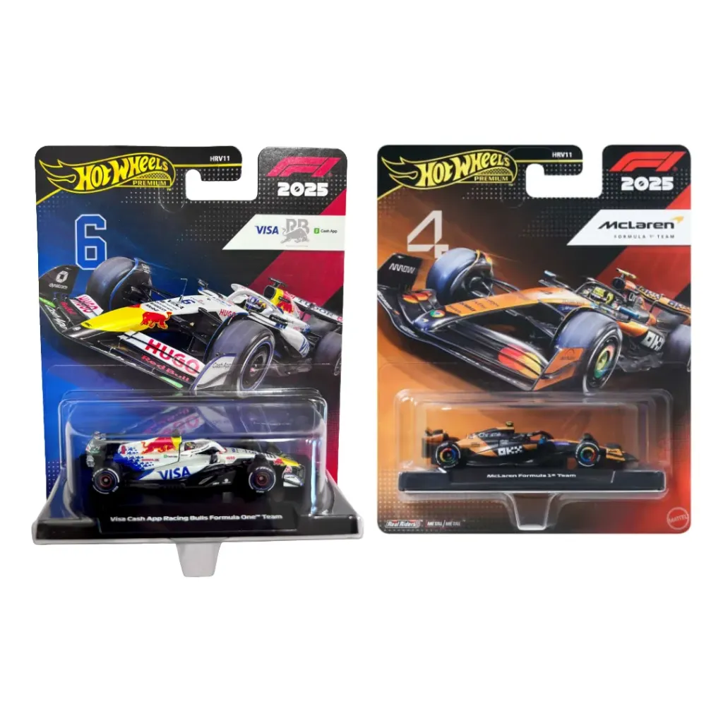 Hot Wheels Premium 1:64 F1 2025 Visa Cash App RB #6 Isack Hadjar & McLaren Formula 1 Team #4 Lando Norris Die-cast Car Combo