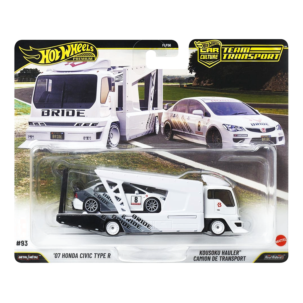 Hot Wheels Car Culture '07 Honda Civic Type R (BRIDE Livery) & Kousoku Hauler Team Transport