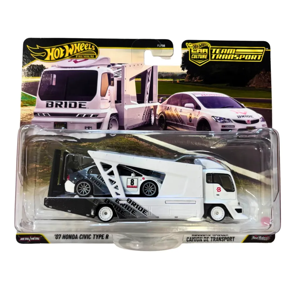 Hot Wheels Car Culture Team Transport #93 – '07 Honda Civic Type R (BRIDE Livery) & Kousoku Hauler