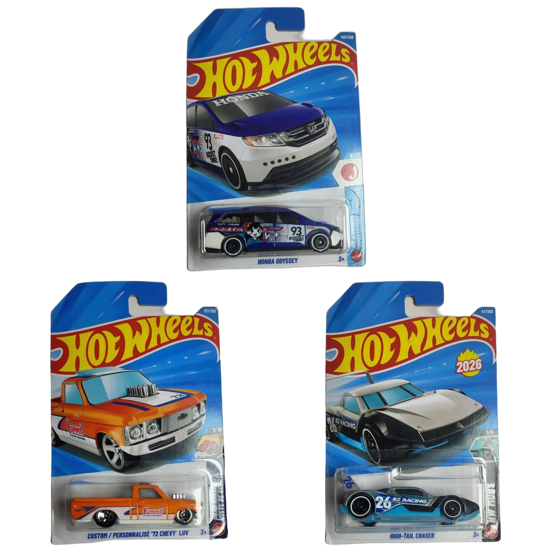 Hot Wheels Honda Odyssey & Custom 72 Chevy LUV & High-Tail Chaser