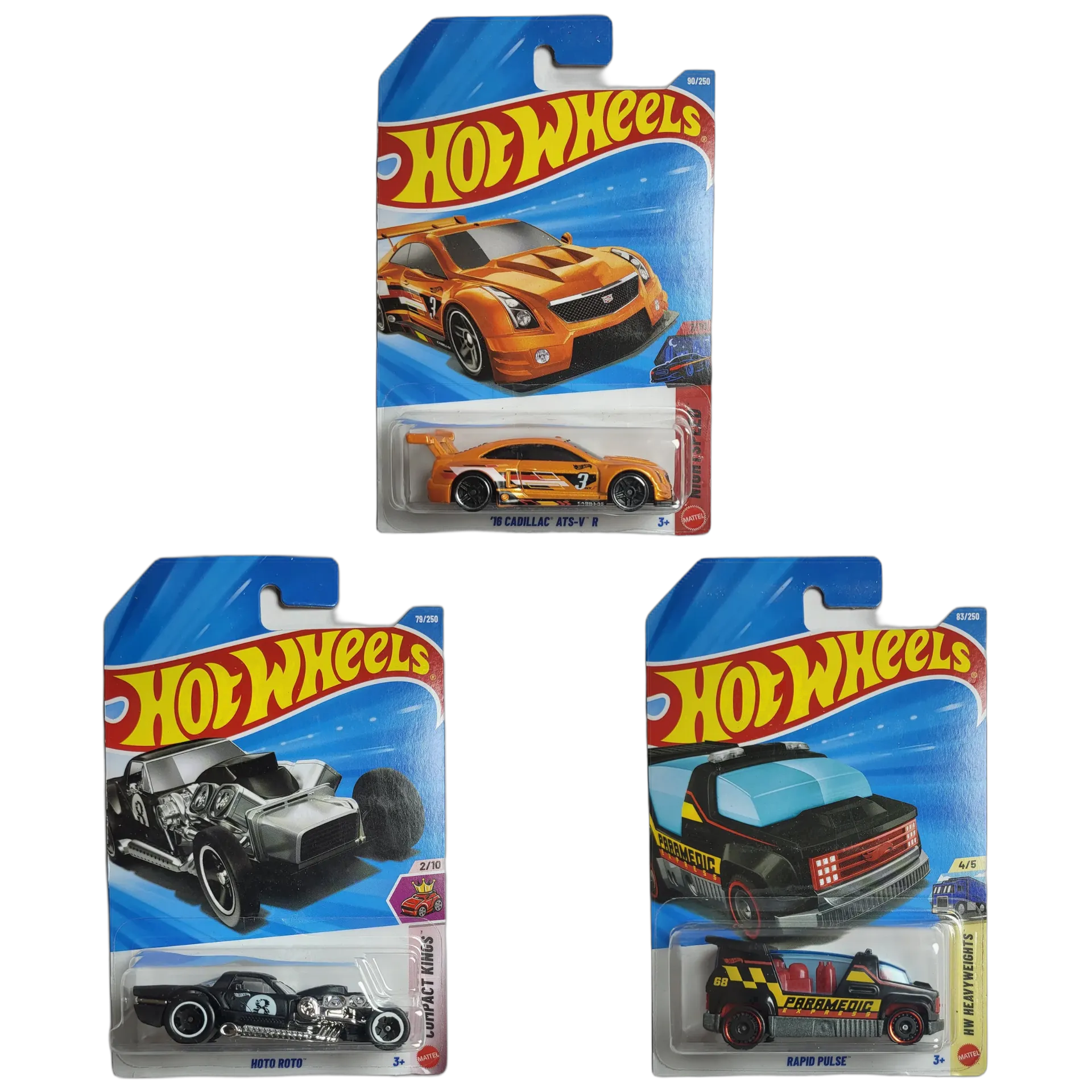 16 Cadillac ATS-V R & Hoto Roto & Rapid Pulse - Hot Wheels 1:64 Scale Diecast Car Combo