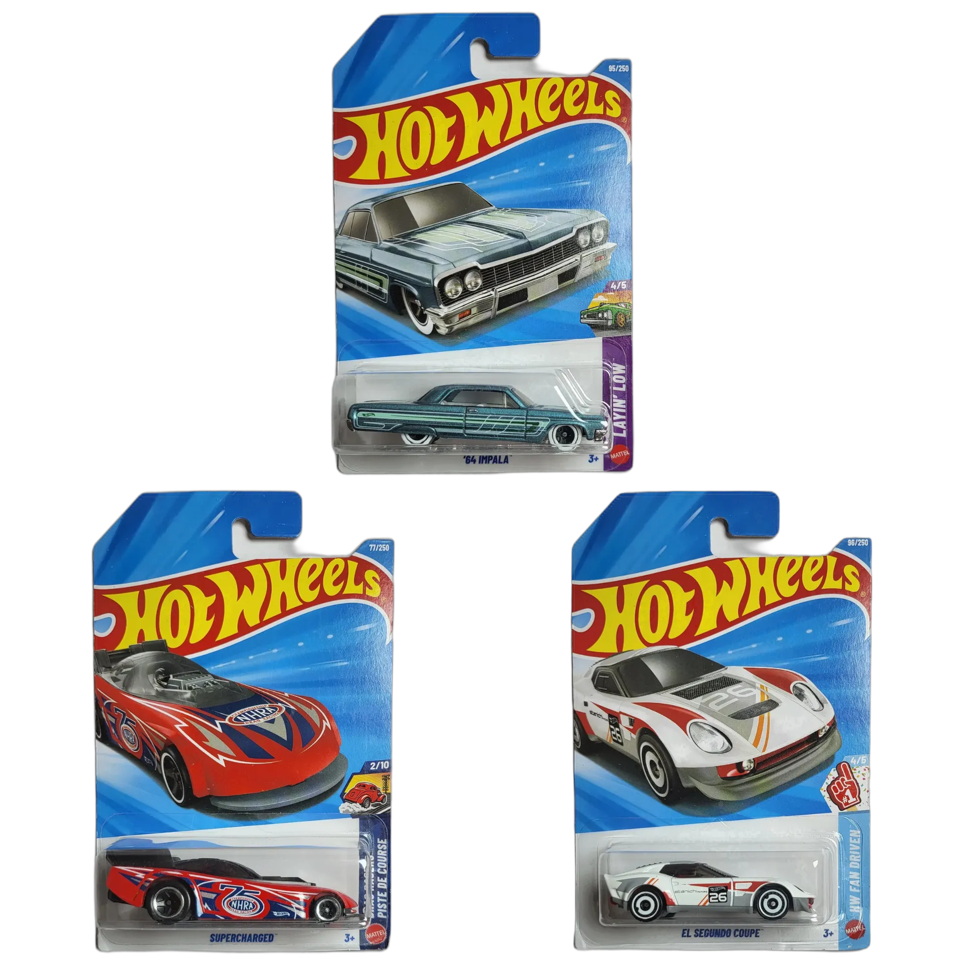 64 Impala & Supercharged & El Segundo Coupe - Hot Wheels 1:64 Scale Diecast Car Combo