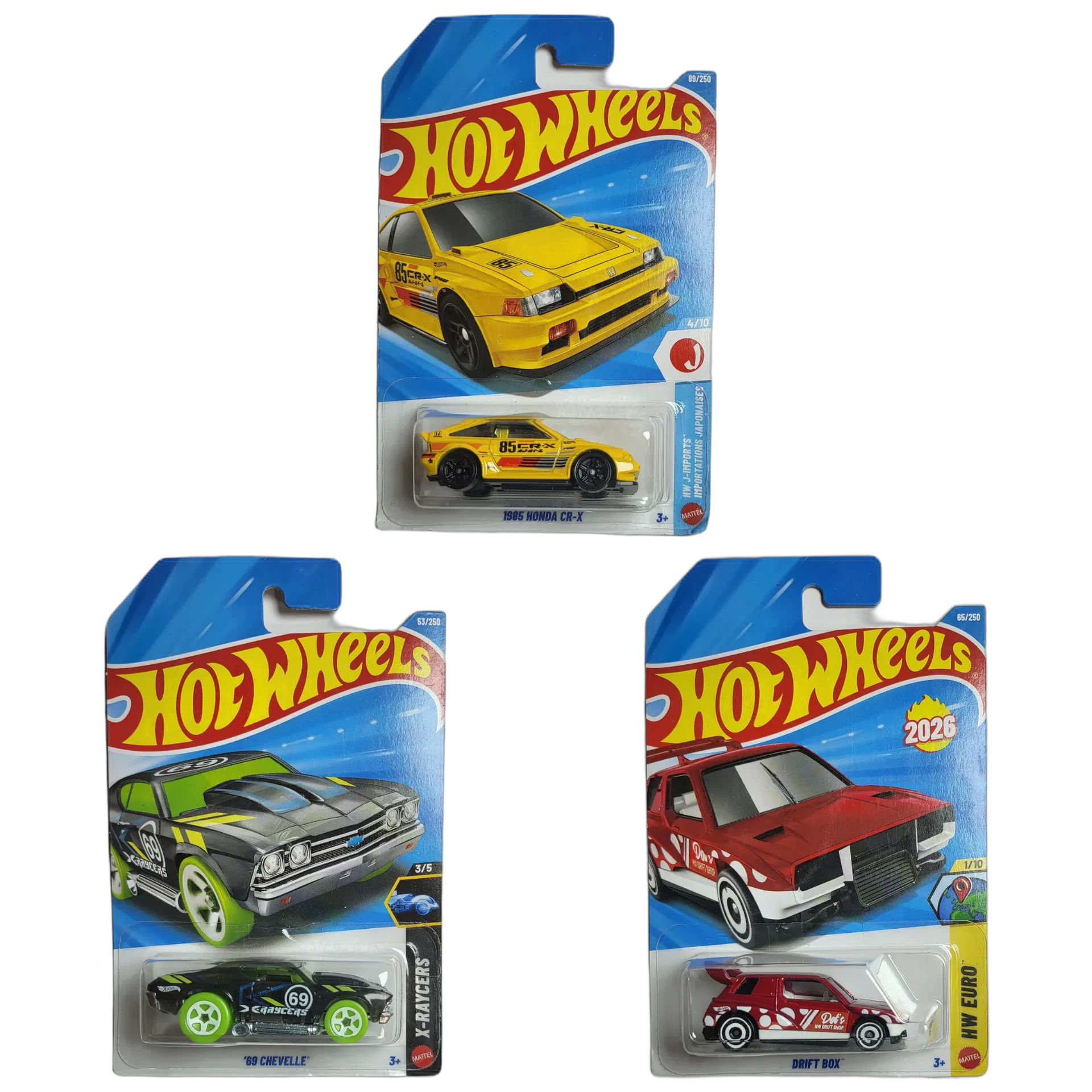 1985 Honda CR-X & 69 Chevelle & Drift Box - Hot Wheels 1:64 Scale Diecast Car Combo