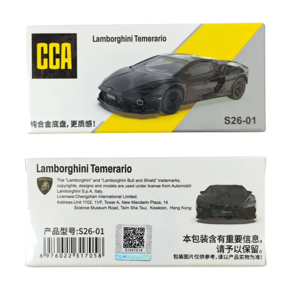 CCA Lamborghini Temerario Black - 1:59 Scale Die-cast Car | The Hobby Buddies