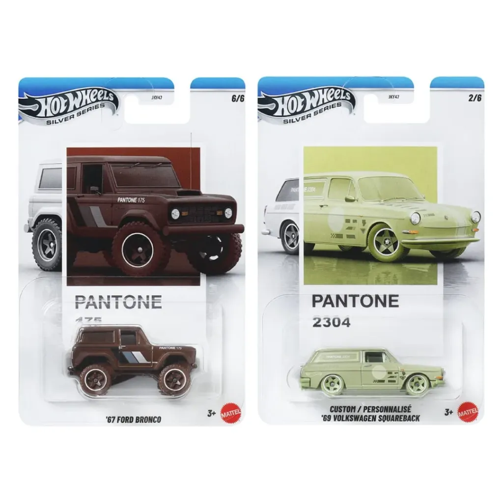 Hot Wheels 67 Ford Bronco & Custom 69 Volkswagen Squareback - PANTONE Silver Series Wave 2 Combo