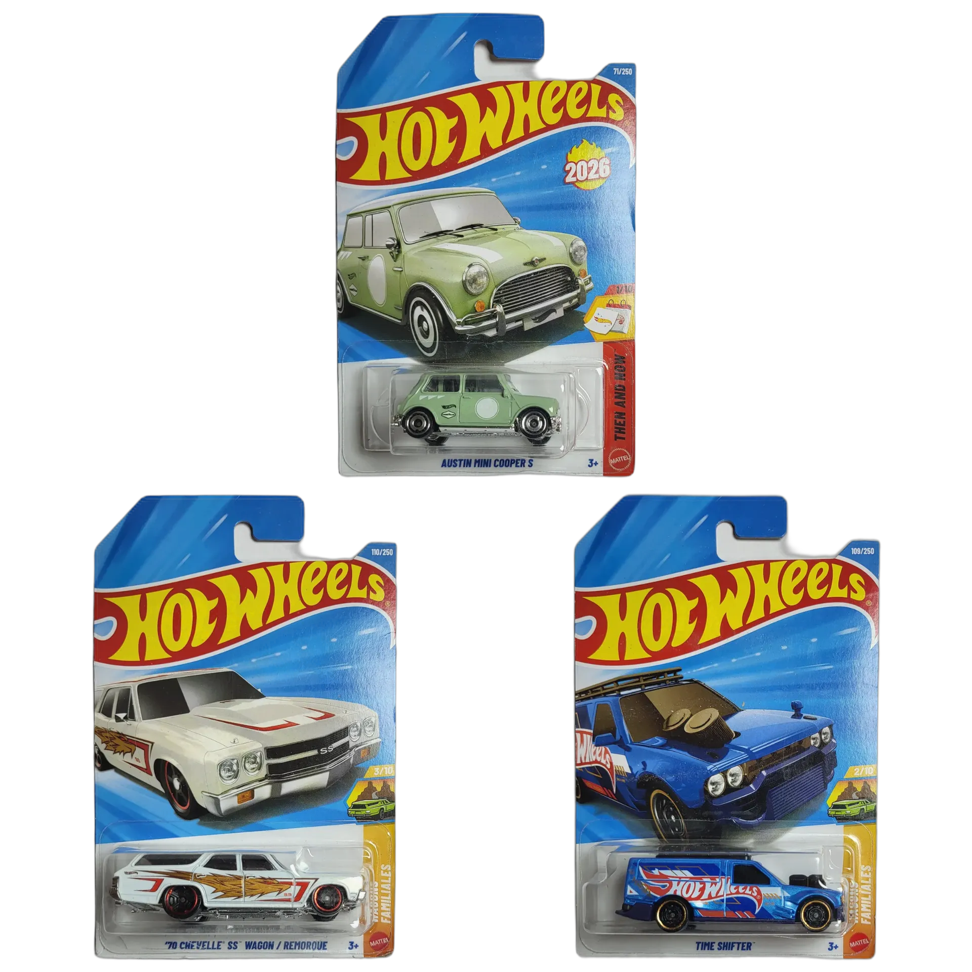 Austin Mini Cooper S & 70 Chevelle SS Wagon & Time Shifter - Hot Wheels 1:64 Scale Diecast Car Combo